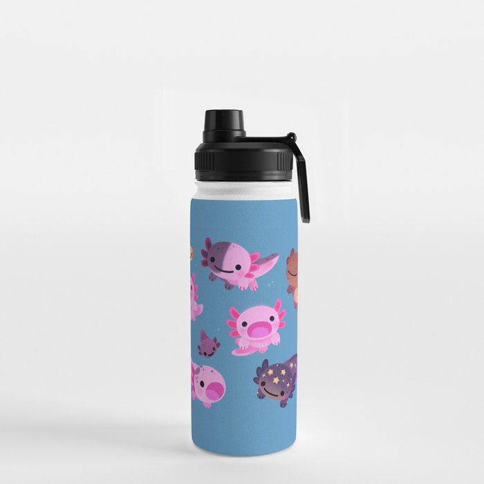 Happy axolotl - blue Water Bottle Gallery Image 2