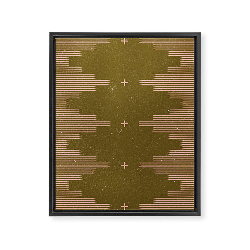Southwestern Minimalist Retro Green & Pink Framed Canvas Print Gallery Image 8
