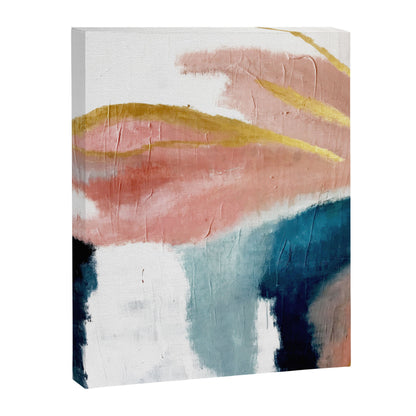 Exhale: a pretty, minimal, acrylic piece in pinks, blues, and gold Canvas Print Gallery Image 8