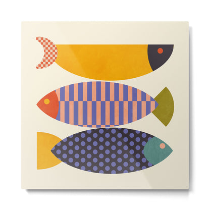 mid century abstract fishes Metal Print Gallery Image 1