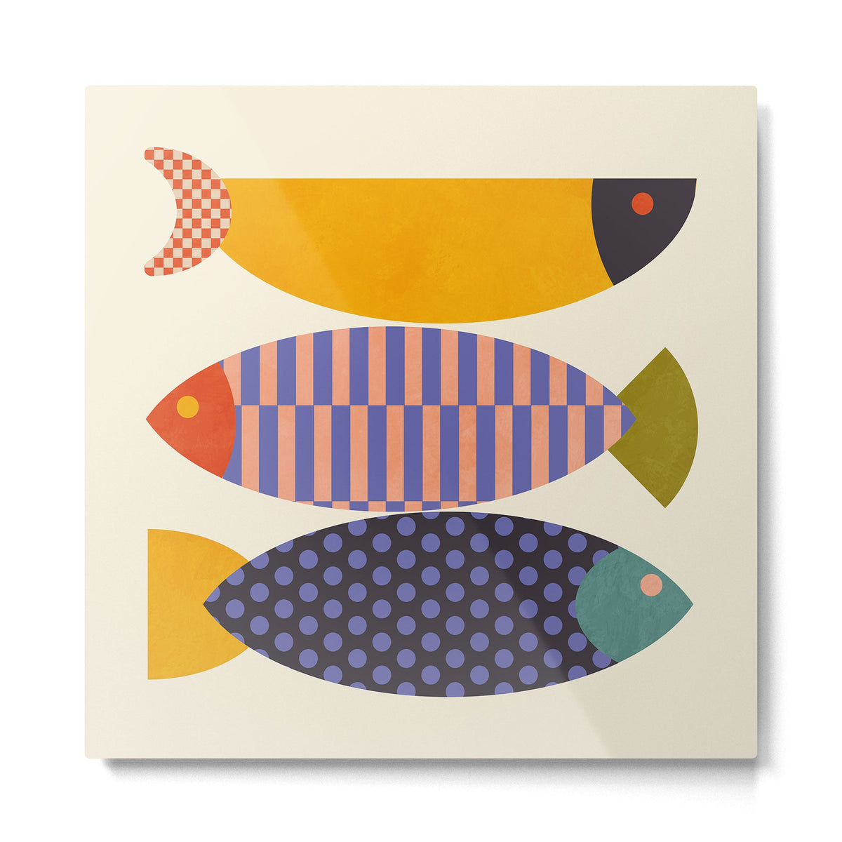 mid century abstract fishes Metal Print Gallery Image 2