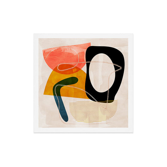 mid century shapes abstract painting Art Print Gallery Image 2