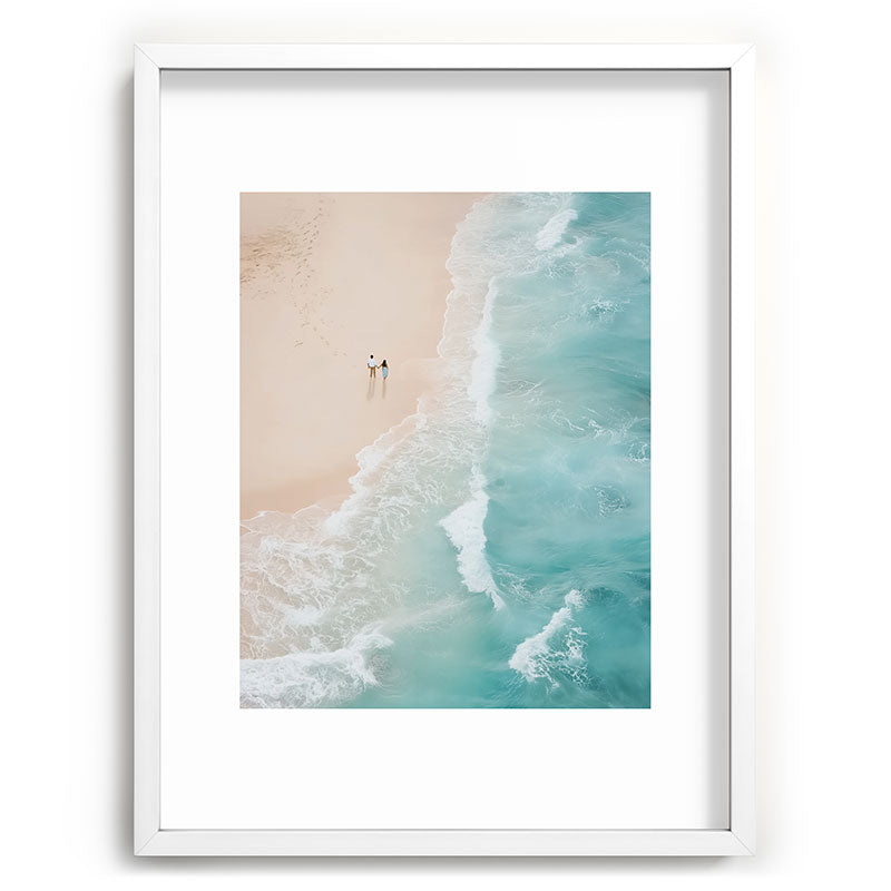 Couple on the Pastel Shore - Aerial Coastal Print Framed Art Print Gallery Image 79
