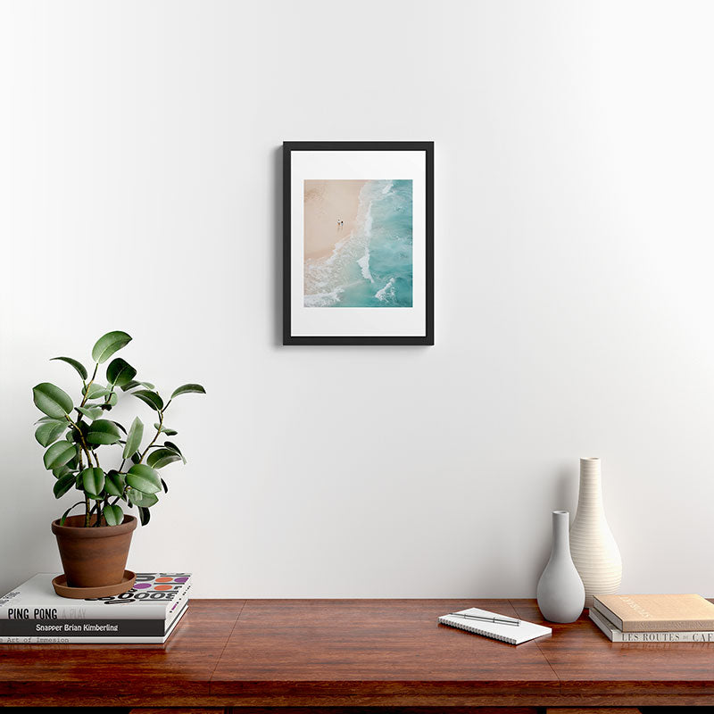 Couple on the Pastel Shore - Aerial Coastal Print Framed Art Print Gallery Image 3