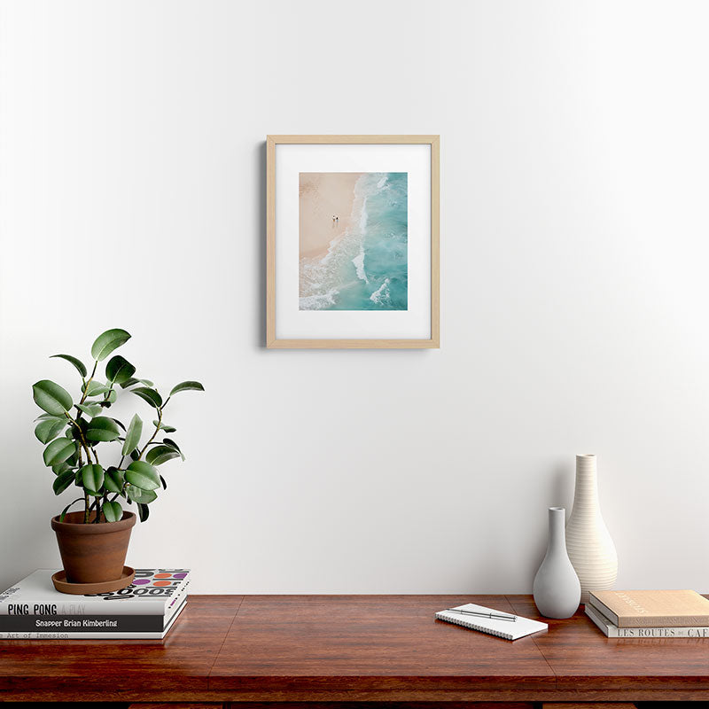 Couple on the Pastel Shore - Aerial Coastal Print Framed Art Print Gallery Image 18