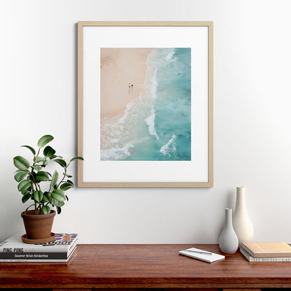 Couple on the Pastel Shore - Aerial Coastal Print Framed Art Print Gallery Image 49