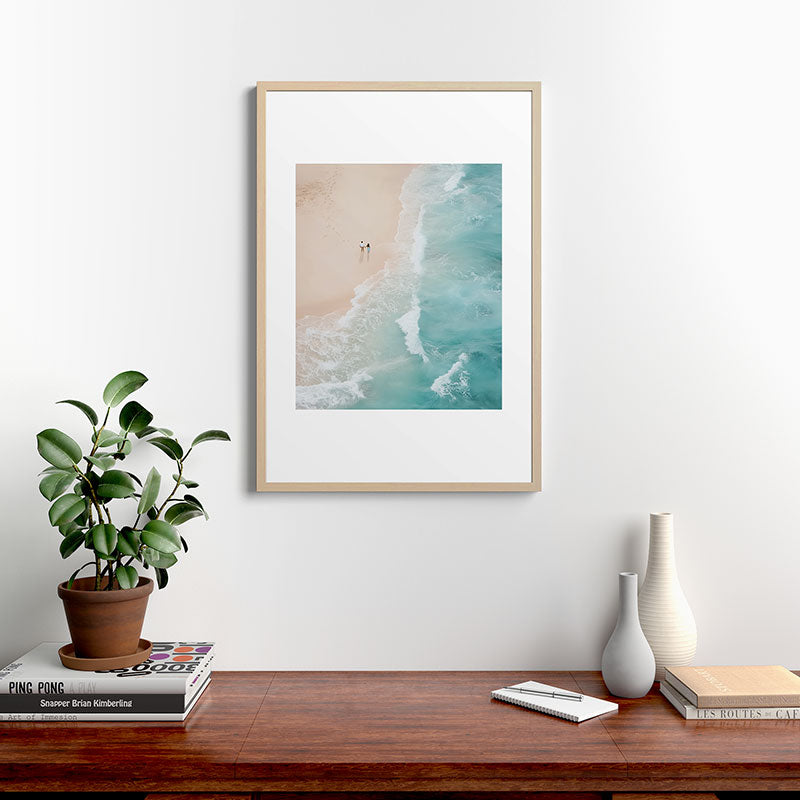 Couple on the Pastel Shore - Aerial Coastal Print Framed Art Print Gallery Image 20