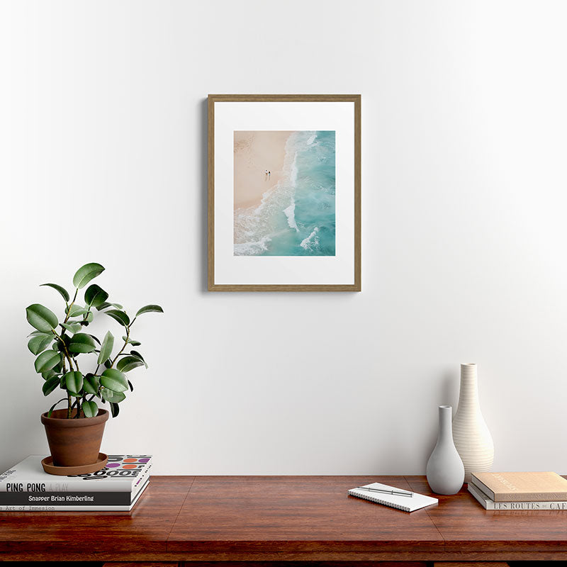 Couple on the Pastel Shore - Aerial Coastal Print Framed Art Print Gallery Image 12