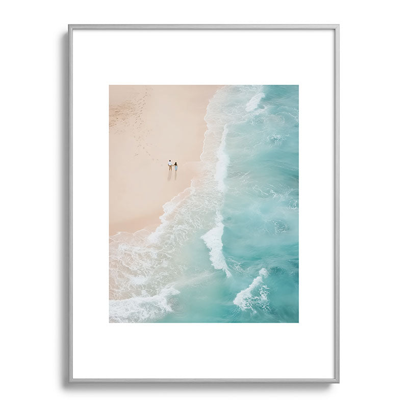 Couple on the Pastel Shore - Aerial Coastal Print Framed Art Print Gallery Image 99