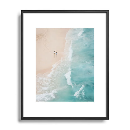 Couple on the Pastel Shore - Aerial Coastal Print Framed Art Print Gallery Image 82