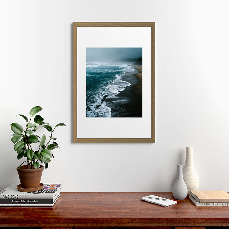 Misty Shoreline - Moody Ocean Photography Print Framed Art Print Gallery Image 41