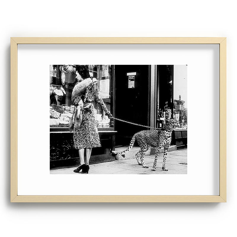 Woman Walking Pet Cheetah in London, 1939 Framed Art Print Gallery Image 73