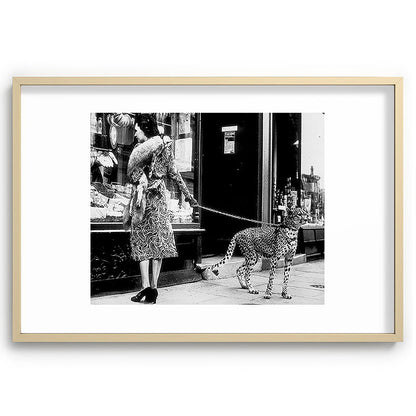 Woman Walking Pet Cheetah in London, 1939 Framed Art Print Gallery Image 74
