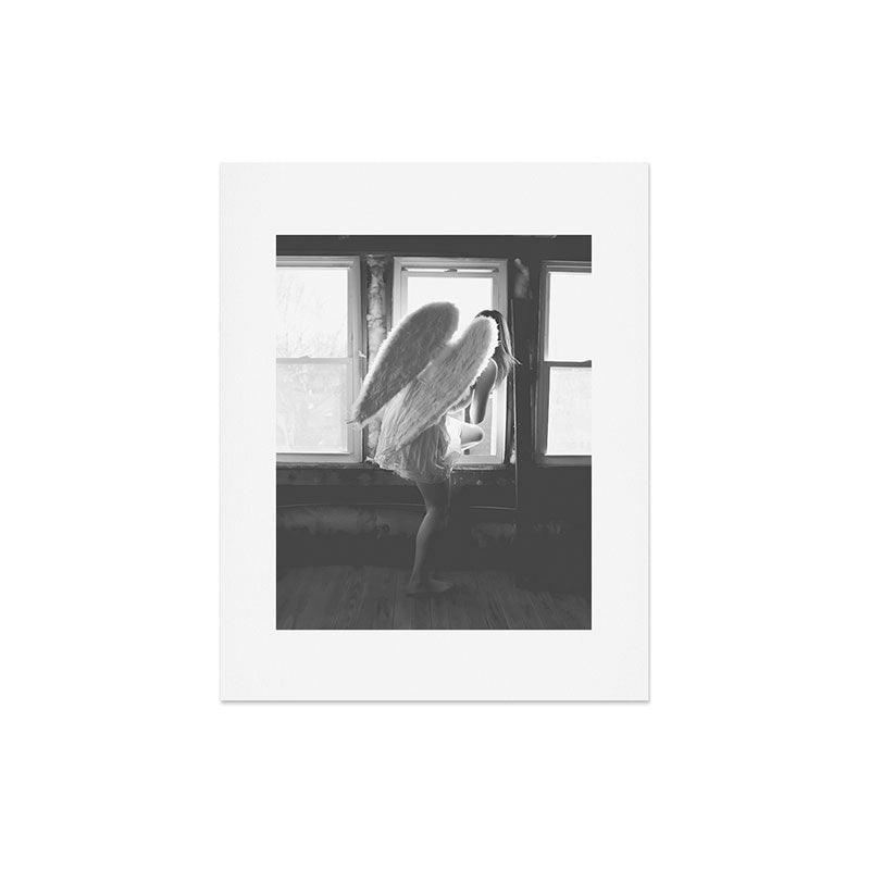 Caught Her Sneaking Out the Bathroom Window female angel black and white photograph - photography - photographs wall decor Art Print Gallery Image 4