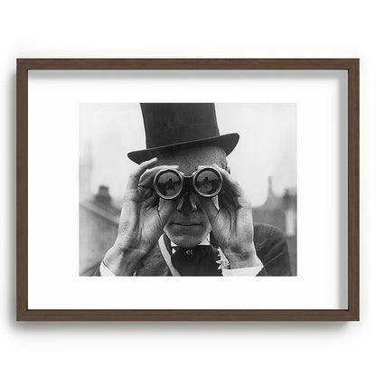 Derby Spectator watching ponies with opera glasses black and white photograph - photography - photographs Framed Art Print Gallery Image 91