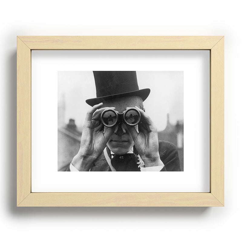 Derby Spectator watching ponies with opera glasses black and white photograph - photography - photographs Framed Art Print Gallery Image 95