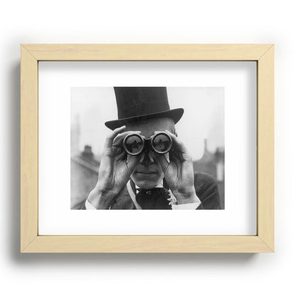 Derby Spectator watching ponies with opera glasses black and white photograph - photography - photographs Framed Art Print Gallery Image 95