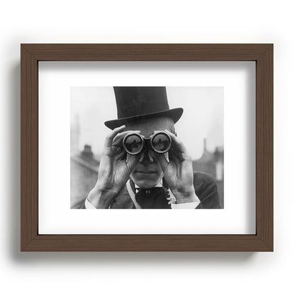 Derby Spectator watching ponies with opera glasses black and white photograph - photography - photographs Framed Art Print Gallery Image 86
