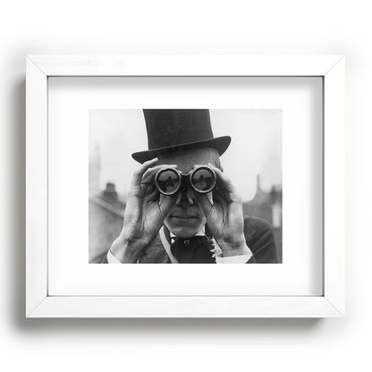 Derby Spectator watching ponies with opera glasses black and white photograph - photography - photographs Framed Art Print Gallery Image 103