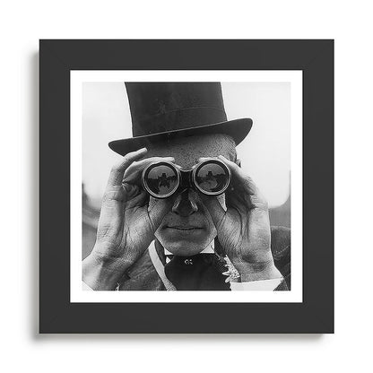 Derby Spectator watching ponies with opera glasses black and white photograph - photography - photographs Framed Art Print Gallery Image 46
