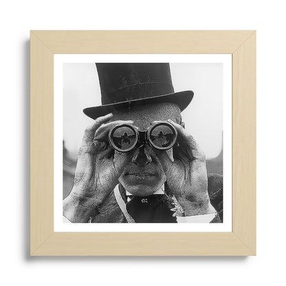 Derby Spectator watching ponies with opera glasses black and white photograph - photography - photographs Framed Art Print Gallery Image 68