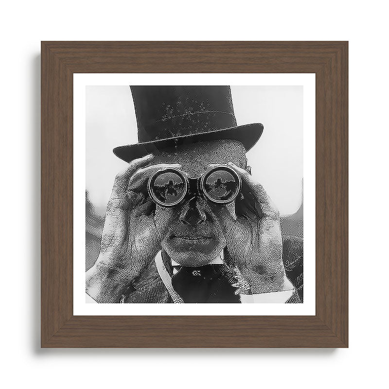 Derby Spectator watching ponies with opera glasses black and white photograph - photography - photographs Framed Art Print Gallery Image 57