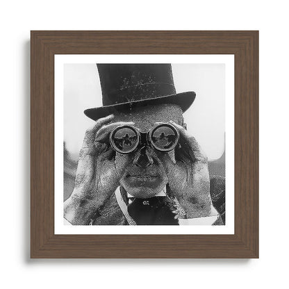 Derby Spectator watching ponies with opera glasses black and white photograph - photography - photographs Framed Art Print Gallery Image 57