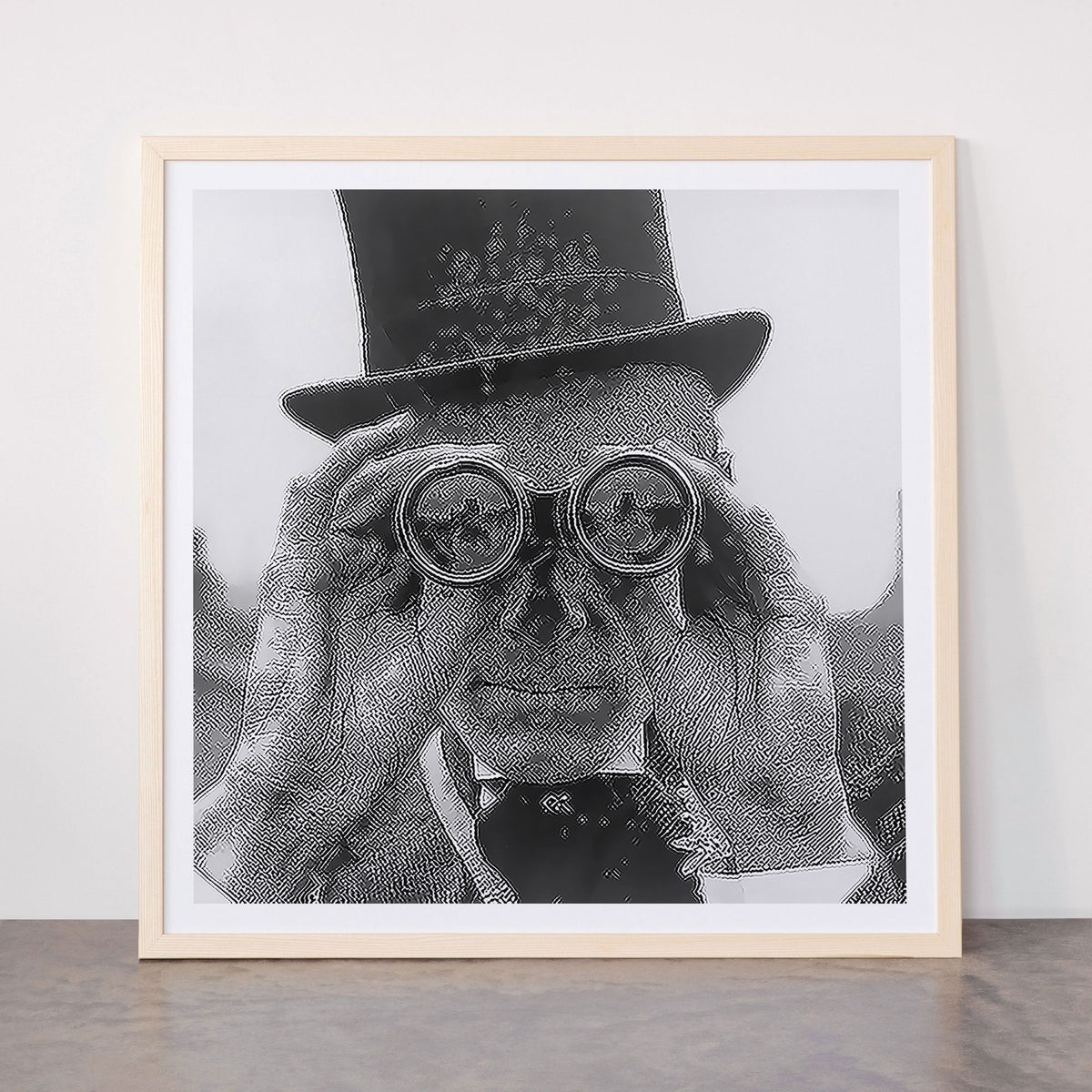 Derby Spectator watching ponies with opera glasses black and white photograph - photography - photographs Framed Art Print Gallery Image 77