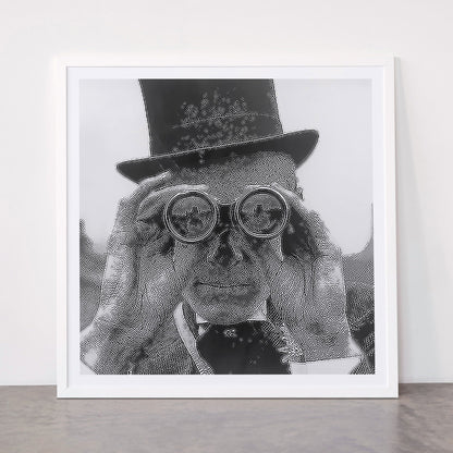 Derby Spectator watching ponies with opera glasses black and white photograph - photography - photographs Framed Art Print Gallery Image 87