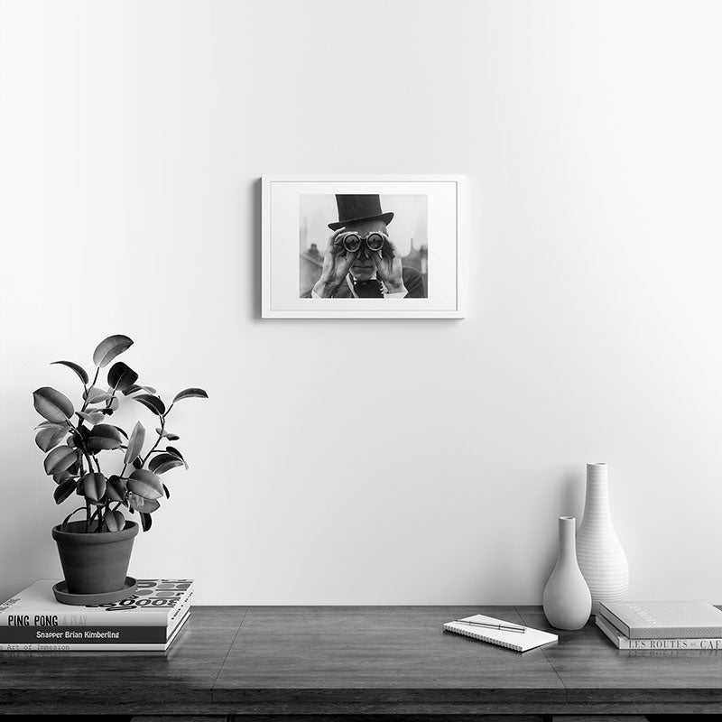 Derby Spectator watching ponies with opera glasses black and white photograph - photography - photographs Framed Art Print Gallery Image 32