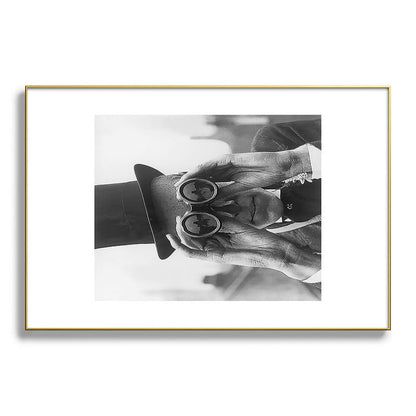 Derby Spectator watching ponies with opera glasses black and white photograph - photography - photographs Framed Art Print Gallery Image 127