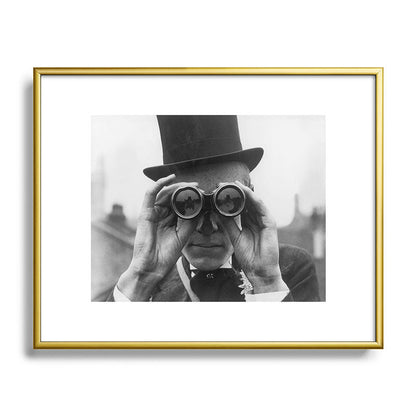 Derby Spectator watching ponies with opera glasses black and white photograph - photography - photographs Framed Art Print Gallery Image 121