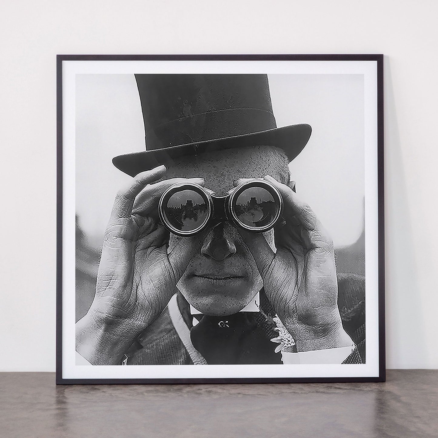 Derby Spectator watching ponies with opera glasses black and white photograph - photography - photographs Framed Art Print Gallery Image 11
