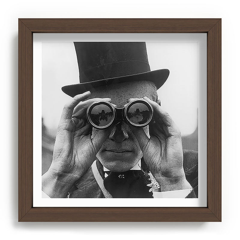 Derby Spectator watching ponies with opera glasses black and white photograph - photography - photographs Framed Art Print Gallery Image 98
