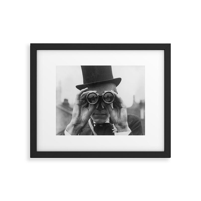 Derby Spectator watching ponies with opera glasses black and white photograph - photography - photographs Framed Art Print Gallery Image 5