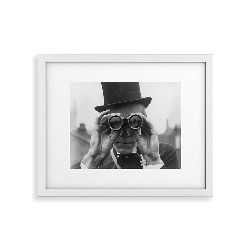 Derby Spectator watching ponies with opera glasses black and white photograph - photography - photographs Framed Art Print Gallery Image 30