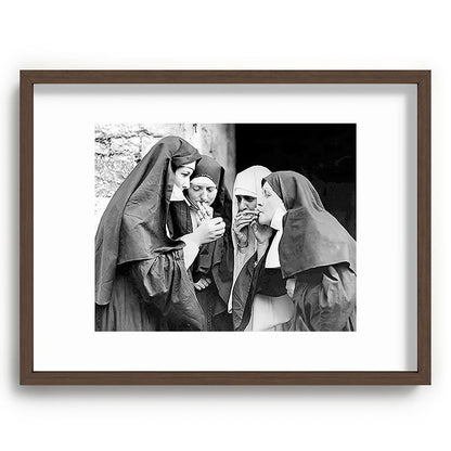 Nuns smoking black and white photograph - photography - photographs portrait for home and wall decor Framed Art Print Gallery Image 91