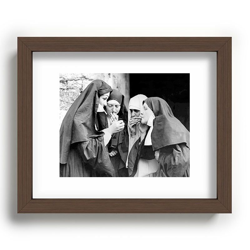 Nuns smoking black and white photograph - photography - photographs portrait for home and wall decor Framed Art Print Gallery Image 86