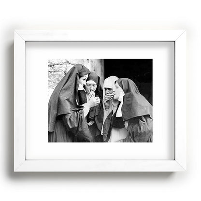 Nuns smoking black and white photograph - photography - photographs portrait for home and wall decor Framed Art Print Gallery Image 104
