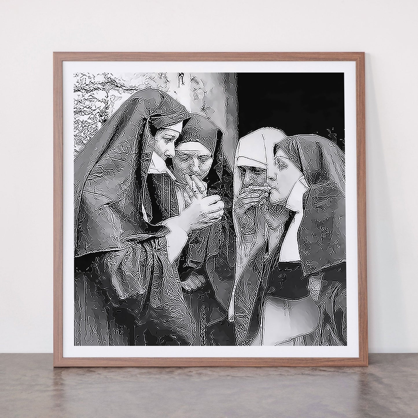 Nuns smoking black and white photograph - photography - photographs portrait for home and wall decor Framed Art Print Gallery Image 66