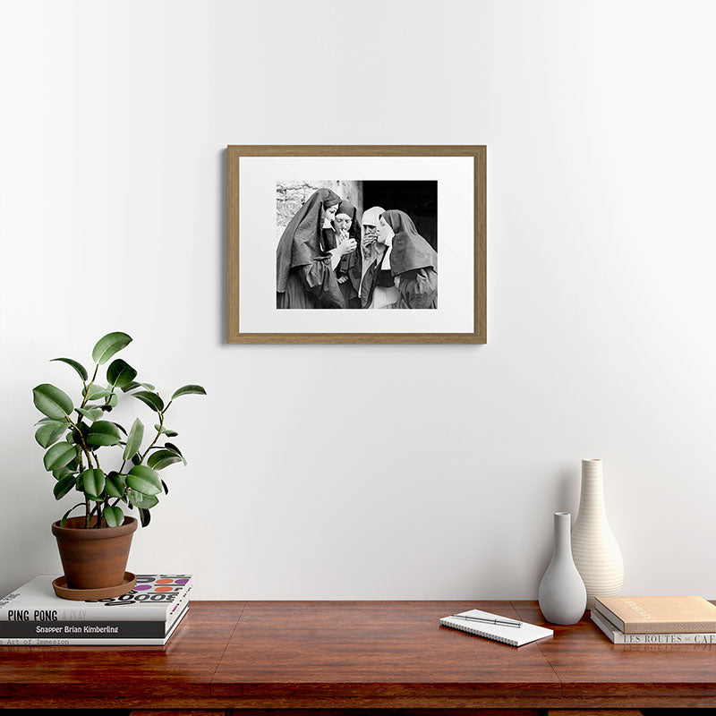 Nuns smoking black and white photograph - photography - photographs portrait for home and wall decor Framed Art Print Gallery Image 54