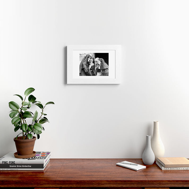 Nuns smoking black and white photograph - photography - photographs portrait for home and wall decor Framed Art Print Gallery Image 72