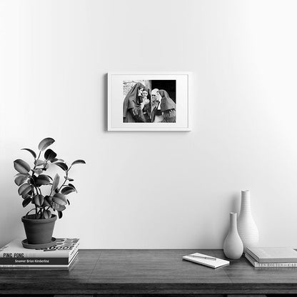 Nuns smoking black and white photograph - photography - photographs portrait for home and wall decor Framed Art Print Gallery Image 32