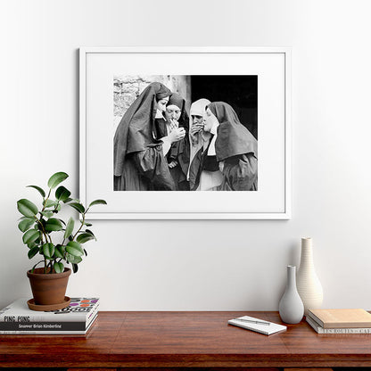 Nuns smoking black and white photograph - photography - photographs portrait for home and wall decor Framed Art Print Gallery Image 76