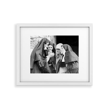 Nuns smoking black and white photograph - photography - photographs portrait for home and wall decor Framed Art Print Gallery Image 34