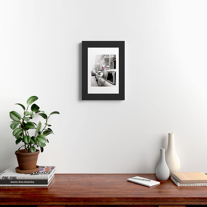 Perfect Pink Bubble Gum Llama taking a New York Taxi black and white photograph Framed Art Print Gallery Image 42