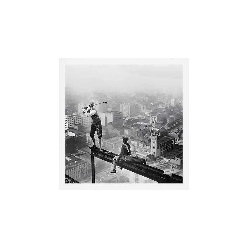 Tough Par Four - Golf Game at 1000 feet black and white photograph Art Print Gallery Image 2