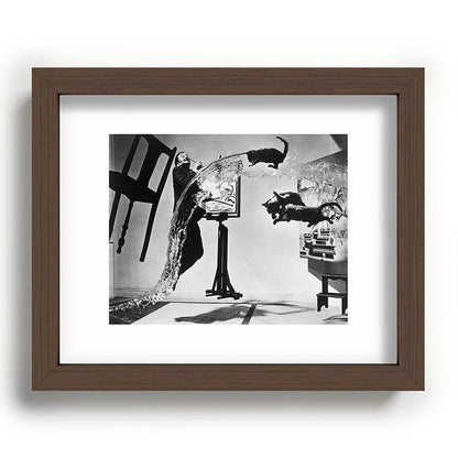 Dalí Atomicus, Salvador Dali painting with flying cats and water spurts surrealism / surrealist black and white photograph / photography by Philippe Halsman Framed Art Print Gallery Image 86