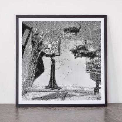 Dalí Atomicus, Salvador Dali painting with flying cats and water spurts surrealism / surrealist black and white photograph / photography by Philippe Halsman Framed Art Print Gallery Image 55