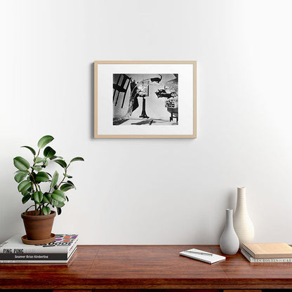 Dalí Atomicus, Salvador Dali painting with flying cats and water spurts surrealism / surrealist black and white photograph / photography by Philippe Halsman Framed Art Print Gallery Image 26